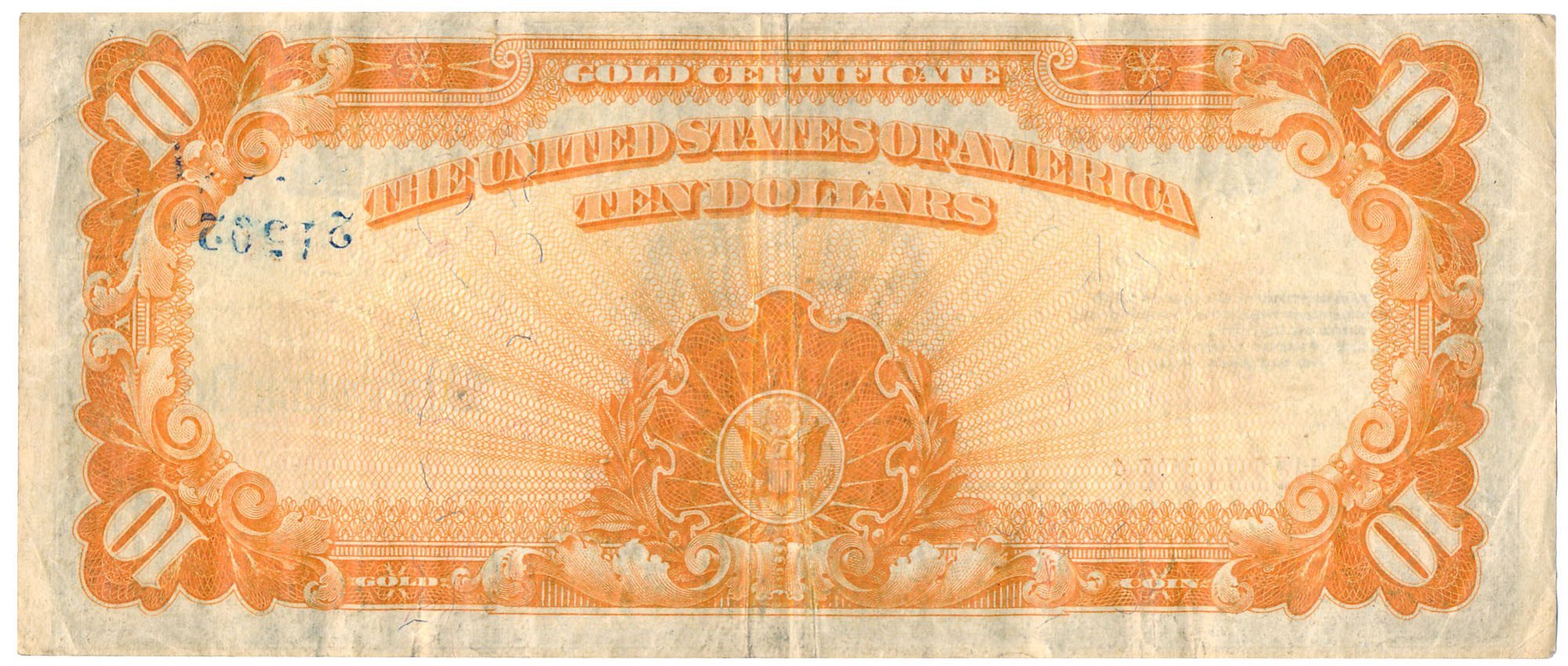 USA. 10 dolarów 1922 Gold certyficate, Large size, seria H